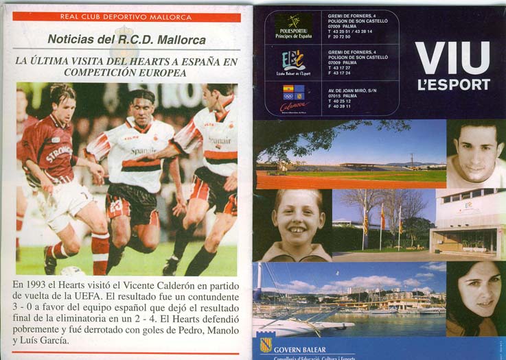 Thu 01 Oct 1998  Real Mallorca 1  Hearts 1 