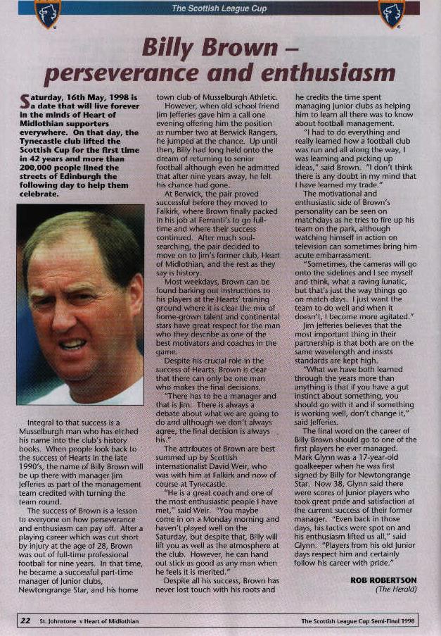 Tue 27 Oct 1998  Hearts 0  St Johnstone 3 